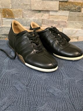 Bally  Black Leather Lace-Up Sneakers
